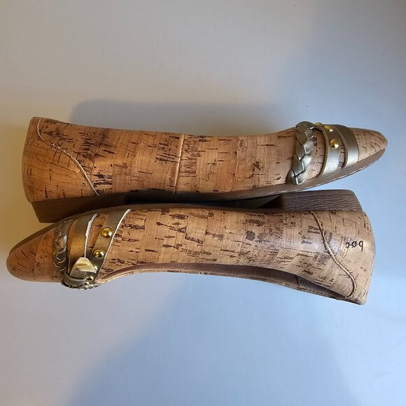 BOC Born Concept Women's Ballet Flats Cork Metallic Strappy Buckles Size 6.5 - Picture 6 of 10